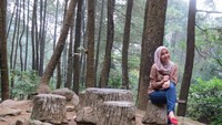 Salah satu spot foto favorit di Curug Cilember