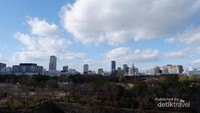 Rimbunnya pepohonan disekitar Kastil Osaka.