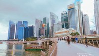 Gedung-gedung bertingkat di sekitar Merlion Park