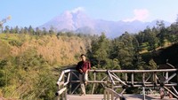 Tampak Gunung merapi yang sedang cerah
