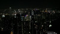 Pemandangan cantik Hong Kong waktu matahari sudah terbenam
