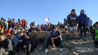 Puncak Gunung Penanggungan yang riuh, didatangi oleh banyak pendaki