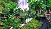 Air terjun sebelah kiri, indah berbalut kembang soka