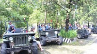 Sekitar 12 mobil jeep membawa para peserta piknik