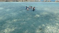 Wisatawan yang asik berenang di pantai