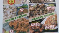 Pilihan menu di salah satu kedai makan di Little India