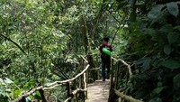Trek menuju air terjun, di sisi kiri langsung berbatasan dengan jurang atau tebing harus tetap hati-hati ya.