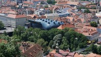 Kunthaus museum, berada di pusat kota Graz