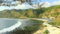 Panorama pantai dari atas bukit