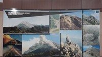 Visualisasi selayang pandang Gunung Merapi: Panorama Merapi, aktivitas vulkanis Merapi dengan awan panasnya dan jalur pendakian puncak dengan kubah serta kawahnya