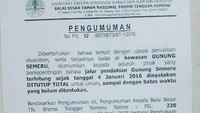 Penumuman Balai Besar TN BTS