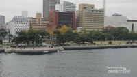 Pemandangan Yamashita Park dari atap Hikawa Maru