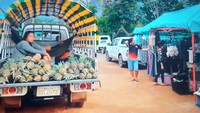 Suasana pasar pagi di Vang Vieng