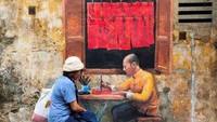 Mural Penulis Kaligrafi China. Kira-kira nama penulis dalam huruf china seperti apa yaa...
