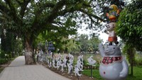 Suasana di sekitar Taman Kambang Iwak Palembang. Nampak maskot Asian Games 2018