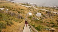 250 anak tangga menuju puncak mercusuar Cape Palliser.