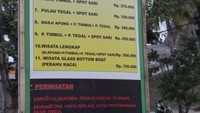 Tarif sewa perahu yang ada di pantai Sari Ringgung