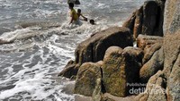 Anak-anak nelayan berburu kepiting