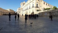 Main Square atau alun-alun utama di Ortigia yang selalu ramai oleh wisatawan.