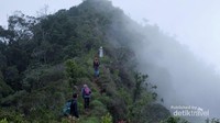 Perjalanan menuju puncak cukup bahaya jalurnya kecil, sebelah kanan jurang. Harus tetap hati-hati
