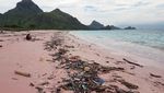 Saat Pantai Pink di Pulau Padar Tertutup Sampah