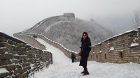 Mutianyu Great Wall terselimuti salju, semakin megah dan indah sekali