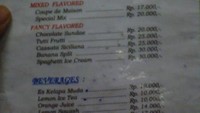 Menu ice cream