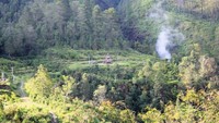 Pemandangan alam yang menakjubkan dengan ornamen candi