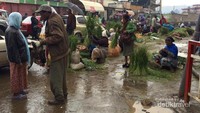 Penjual rumput/daun palem di pasar