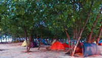 Ini dia beberapa tenda yang sudah berdiri di area kemping Pulau Dolphin