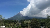 Awan putih menutupi Gunung Merapi, bagai lukisan nyata.