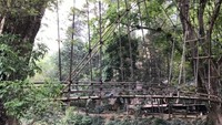 Jembatan bambu diatas sungai Ciujung yang menghubungkan antar Kampung