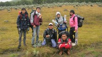 Berpose bersama di hamparan edelweis Surya Kencana