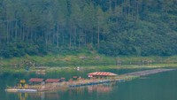Melihat rumah apung yang ada di telaga.