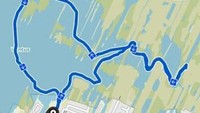 Tampilan statistik rute mendayung kami saat itu