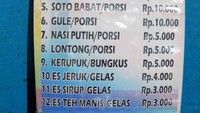 daftar menu di warung sate Madura di Merauke, uniknya harga sate rusa yang paling murah!