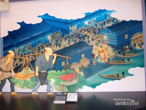 Potret pedagang tradisional Osaka di masa lalu.