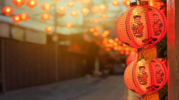 Chinese new year lanterns in china town.