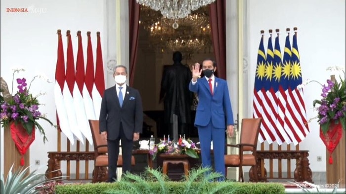 Presiden Jokowi bertemu PM Malaysia Muhyiddin Yassin di Istana Merdeka. (Foto: Tangkapan layar YouTube Setpres)