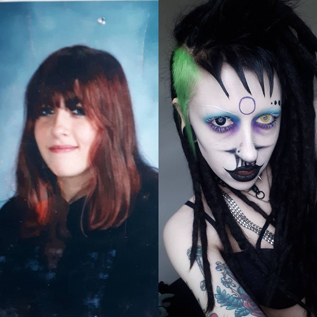 Menjadi normal itu membosankan. Tidak ada gunanya. Mengapa orang mau jadi membosankan? Aku tidak pernah berpikir aku harus memakai baju yang berbaur dengan lingkungan. Ketika aku tampil seperti ini di hari Natal ibuku selalu berkata apa kamu harus pakai kontak lensa seperti itu? kata Vampryn yang tidak ingin tampil seperti wanita-wanita lain. Foto: Instagram @Vampryn