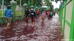 Aneh, Banjir Berwarna Merah Rendam Pekalongan