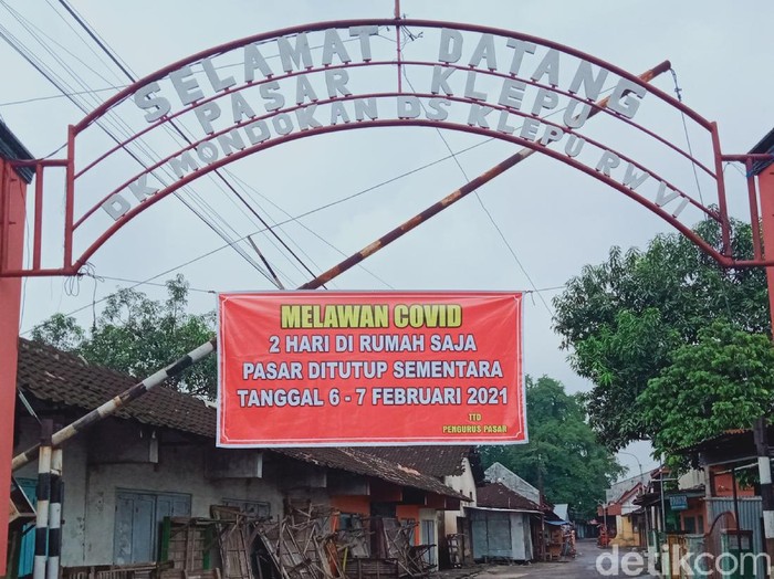 Pasar Klepu jadi satu-satunya pasar di Klaten yang tutup saat Jateng di Rumah Saja, Sabtu (6/2/2021).