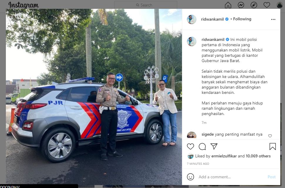 Mobil polisi pertama di Indonesia yang pakai kendaraan listrik