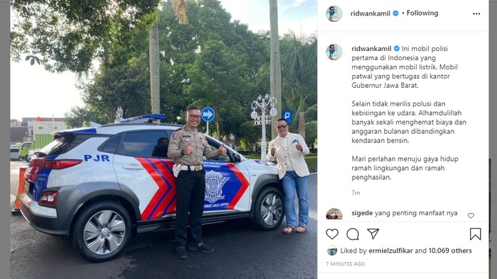 Mobil polisi pertama di Indonesia yang pakai kendaraan listrik