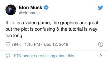 Jika dunia adalah sebuah game. Foto: Twitter/@elonmusk