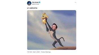 Ketika Elon Musk sadar betul cuitannya berpengaruh besar pada saham Dogecoin. Foto: Twitter/@elonmusk