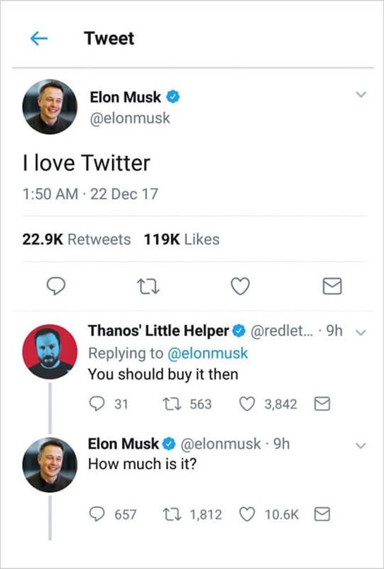 Tweet Nyeleneh Elon Musk, Miliarder yang Kocaknya Minta Ampun! Elon Musk sering menuliskan tweet yang kocak dan bikin orang yang melihatnya tertawa. Berikut ini contoh-contohnya.
