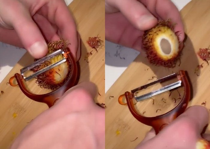 5 Cara Aneh Bule saat Kupas Rambutan, Ada yang Dibelah dan Diris