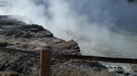 Kawah Sikidang. Bisa menikmati telur hasil rebusan kawah secara langsung.