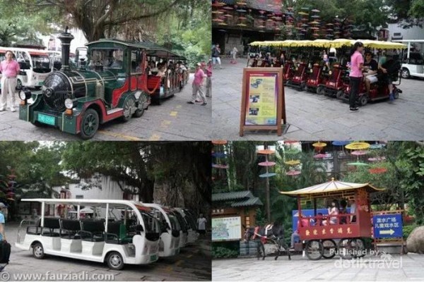 Ada banyak pilihan kendaraan alternatif untuk mengelilingi Splendid China supaya tidak capek. Harganya pun bervariasi. Untuk kendaraan private, harga mulai RMB 60 per jam, sedangkan yang rame-rame sekitar RMB 30 per orang. Ada banyak pilihan kendaraan alternatif untuk mengelilingi Splendid China supaya tidak capek. Harganya pun bervariasi. Untuk kendaraan private, harga mulai RMB 60 per jam, sedangkan yang rame-rame sekitar RMB 30 per orang.